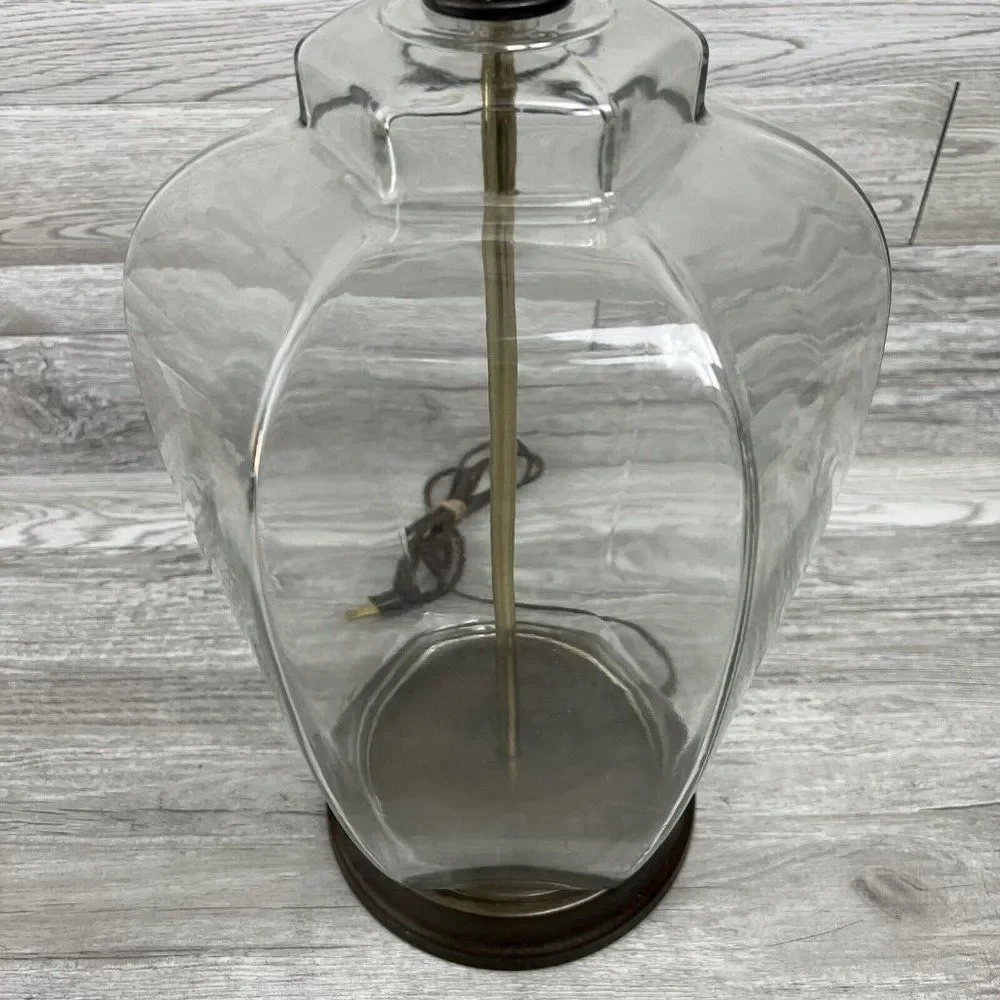 Vintage Modern Table Lamp with Table Top Dimmer Clear Glass Metal Base Jar-